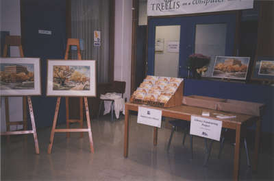 Wilfrid Laurier University Library lobby during the unveiling of two Peter Goetz paintings