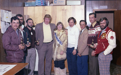 Miss Sturgeon Falls with a Group of Men