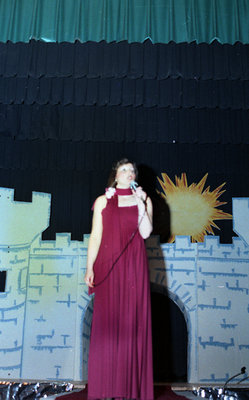 Contestant Performing on Stage During the Talent Category of the 1978 Miss Sturgeon Falls Pageant