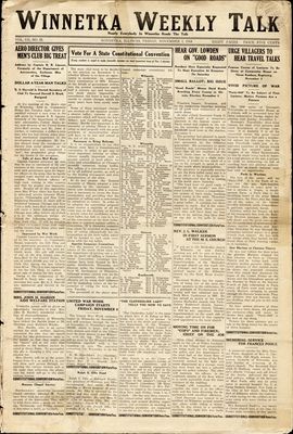 Winnetka Weekly Talk, 1 Nov 1918