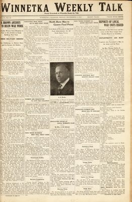 Winnetka Weekly Talk, 9 Nov 1917