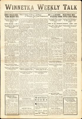 Winnetka Weekly Talk, 1 Nov 1919