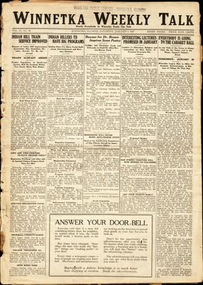 Winnetka Weekly Talk, 1 Jan 1921