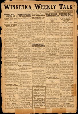 Winnetka Weekly Talk, 8 Jan 1921