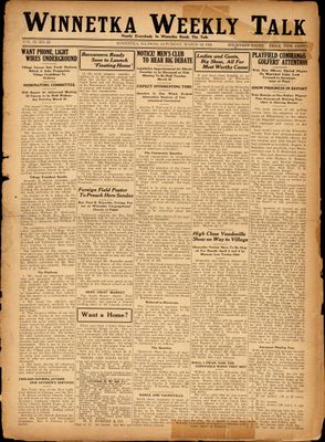 Winnetka Weekly Talk, 12 Mar 1921