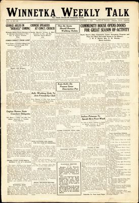 Winnetka Weekly Talk, 1 Oct 1921