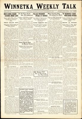 Winnetka Weekly Talk, 19 Nov 1921