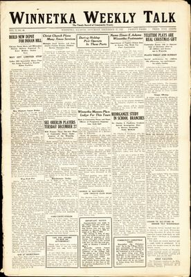 Winnetka Weekly Talk, 17 Dec 1921