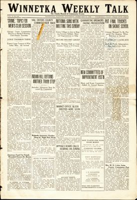 Winnetka Weekly Talk, 18 Feb 1922