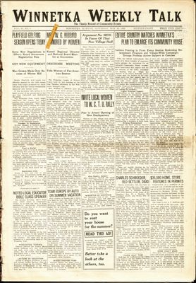 Winnetka Weekly Talk, 13 May 1922