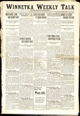 Winnetka Weekly Talk, 29 Jul 1922