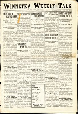 Winnetka Weekly Talk, 9 Sep 1922