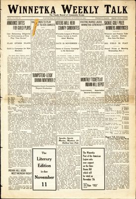 Winnetka Weekly Talk, 28 Oct 1922