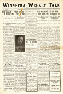 Winnetka Weekly Talk, 18 Nov 1922