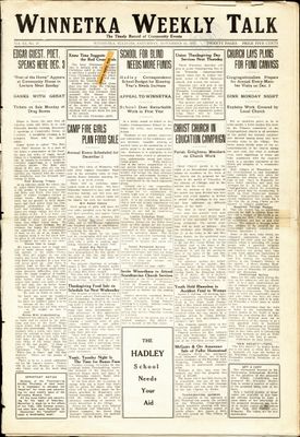 Winnetka Weekly Talk, 25 Nov 1922