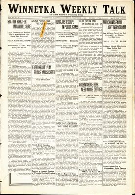 Winnetka Weekly Talk, 9 Dec 1922