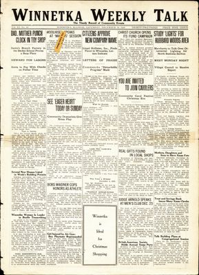 Winnetka Weekly Talk, 16 Dec 1922