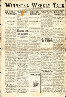 Winnetka Weekly Talk, 13 Jan 1923