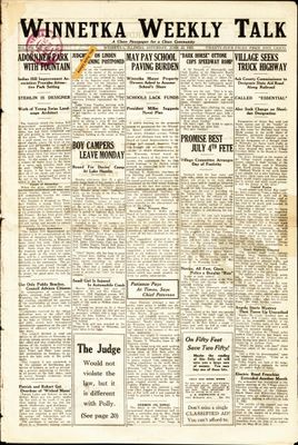 Winnetka Weekly Talk, 23 Jun 1923