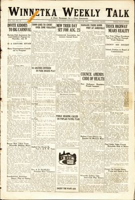 Winnetka Weekly Talk, 21 Jul 1923