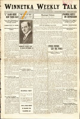 Winnetka Weekly Talk, 28 Jul 1923