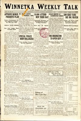 Winnetka Weekly Talk, 1 Sep 1923