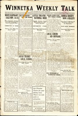 Winnetka Weekly Talk, 6 Oct 1923