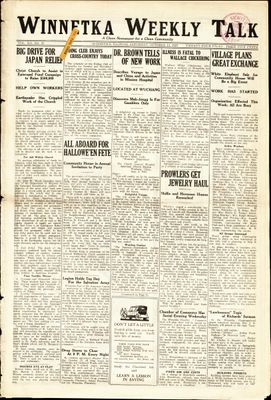 Winnetka Weekly Talk, 13 Oct 1923