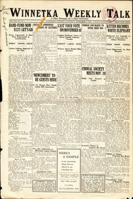 Winnetka Weekly Talk, 3 Nov 1923