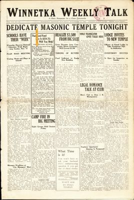 Winnetka Weekly Talk, 17 Nov 1923