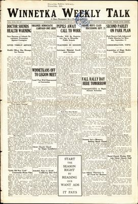 Winnetka Weekly Talk, 13 Sep 1924