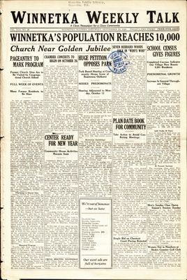 Winnetka Weekly Talk, 20 Sep 1924