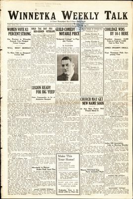 Winnetka Weekly Talk, 8 Nov 1924