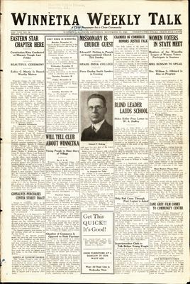 Winnetka Weekly Talk, 15 Nov 1924