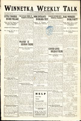 Winnetka Weekly Talk, 27 Dec 1924