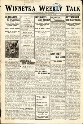 Winnetka Weekly Talk, 10 Jan 1925