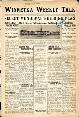 Winnetka Weekly Talk, 7 Feb 1925