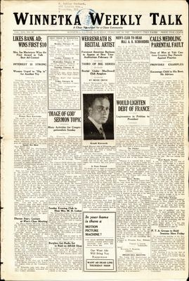 Winnetka Weekly Talk, 14 Feb 1925