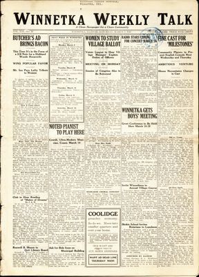 Winnetka Weekly Talk, 7 Mar 1925