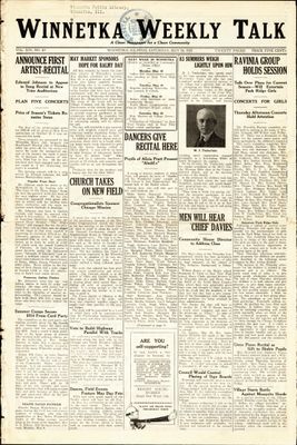 Winnetka Weekly Talk, 16 May 1925