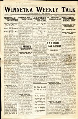 Winnetka Weekly Talk, 26 Sep 1925