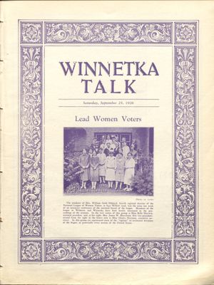 Winnetka Weekly Talk, 25 Sep 1926