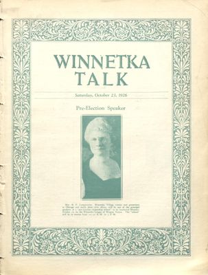 Winnetka Weekly Talk, 23 Oct 1926