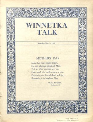 Winnetka Weekly Talk, 7 May 1927