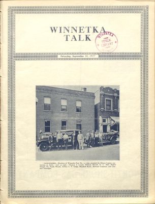 Winnetka Weekly Talk, 10 Sep 1927