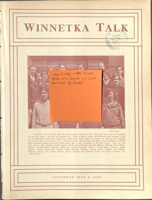 Winnetka Weekly Talk, 5 May 1928