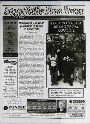 Stouffville Free Press (Stouffville Ontario: Stouffville Free Press Inc.), 1 Apr 2007