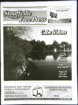 Stouffville Free Press (Stouffville Ontario: Stouffville Free Press Inc.), 1 Nov 2009