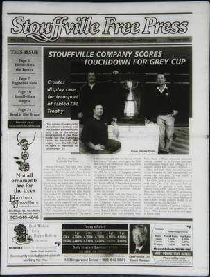 Stouffville Free Press (Stouffville Ontario: Stouffville Free Press Inc.), 1 Dec 2007