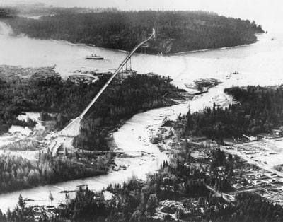 Aerial of Capilano River Flood